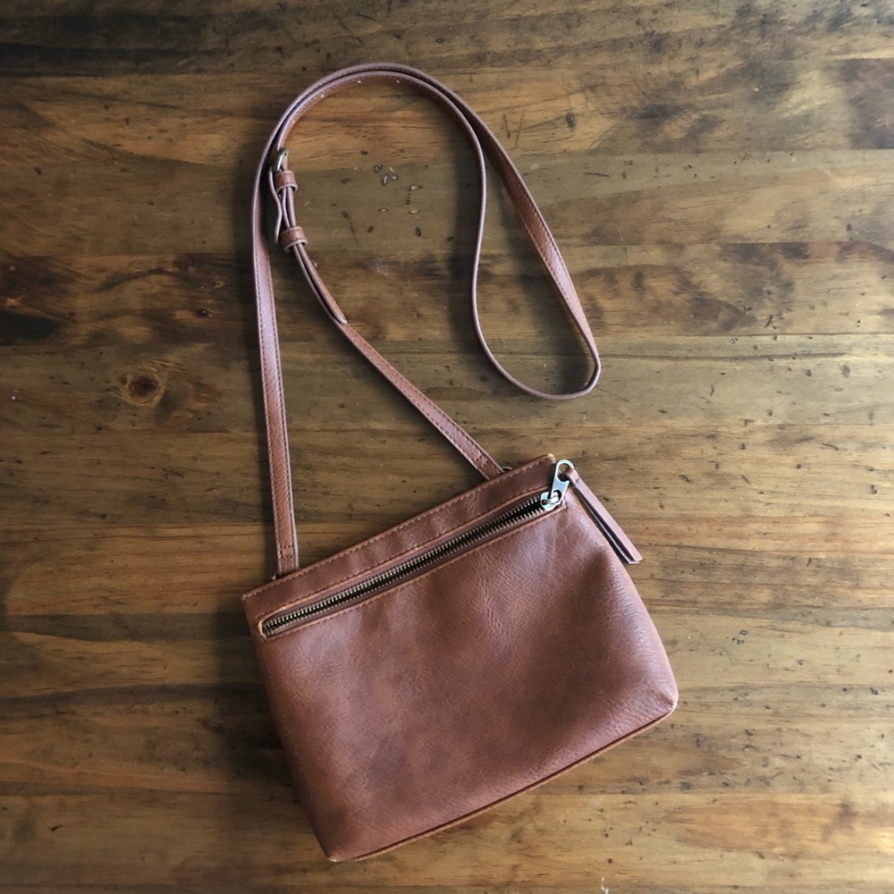 Brown Vegan Leather Crossbody Bag